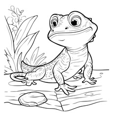 Lizard illustration coloring page - coloring book for kids