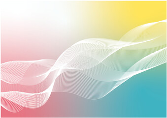 カラフルなグラデーションと白いウェーブの背景