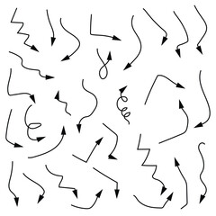 Collection hand drawn arrows. Set simple arrows isolated on white background. Arrow mark icons. Arrow paint - stock vector 4 5 5