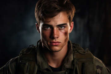 AI generated portrait of a confident strong courageous Ukrainian soldier