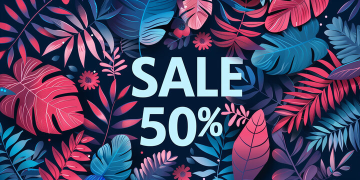50 percent sale graphic design view. Multicoloured illustration