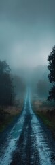 Mystical Blue Fog End of Road Textured Wallpaper Generative AI