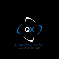 QX letter logo creative design. QX unique design. QX creative initials letter logo concept. QX letter logo design on black background.