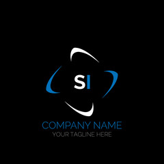 SI letter logo creative design. SI unique design. SI creative initials letter logo concept. SI letter logo design on black background.