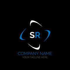 SR letter logo creative design. SR unique design. SR creative initials letter logo concept. SR letter logo design on black background.