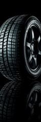 Car Tires on Sleek Black Background Generative AI