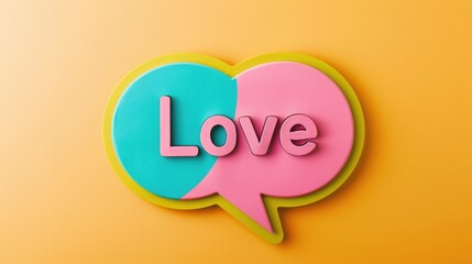 speech bubble with "Love" text on it with solid colored background