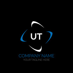 UT letter logo creative design. UT unique design. UT creative initials letter logo concept. UT letter logo design on black background.