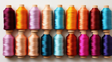 A set of sewing threads in different colors.