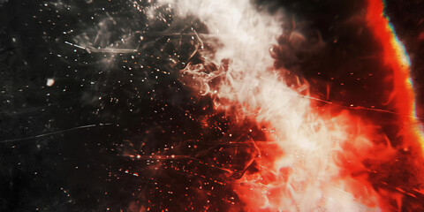 black white and red mysterious space dust texture and scratches, grainy, mottled, vintage Film Texture Overlay background 