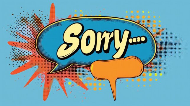 speech bubble with "Sorry...!" text on it with solid colored background