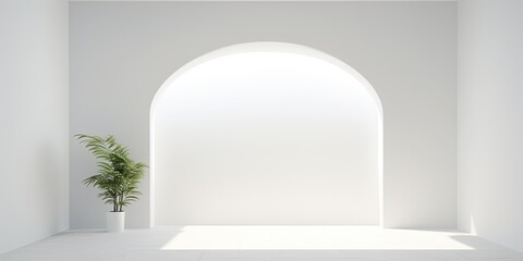 Minimal architectural photo of a white interior background with corners and niche.