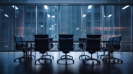 Empty Business Conference Room With A Large Conference Table Waiting For People To Have A Business Meeting