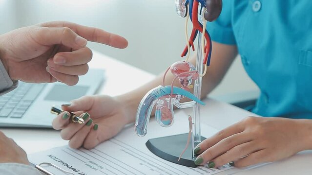 young man meets with doctor for checkup His sexual performance was impaired and doctors examined his symptoms and discovered that he had suspected tumor growing inside his penis Prostate cancer