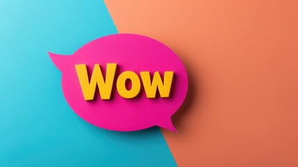 speech bubble with "Wow" text on it with solid colored background