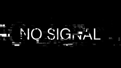 3D rendering no signal text with screen effects of technological glitches