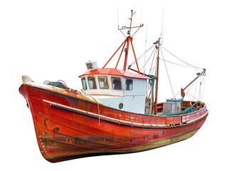 Fishing boat isolated on transparent or white background, png