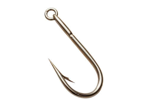 Fishing hook isolated on transparent or white background, png