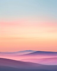 Fototapeta premium A serene gradient sky with gentle rolling hills ideal for backgrounds in calming applications or peaceful scene setting in design.