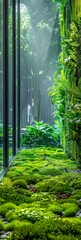 Fototapeta premium Green Office Walls with Artificial Moss and Plants Generative AI