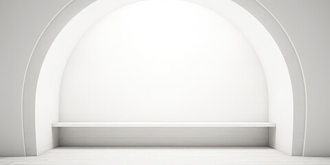 Minimalistic empty white interior, tube in niche, architectural background image.