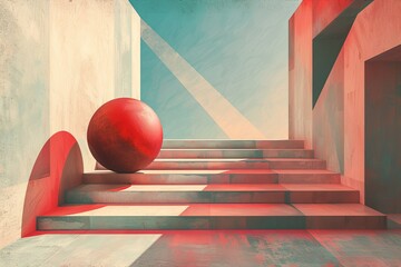 Design a minimalist representation of an agile ward far against a geometric backdrop