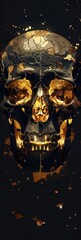 Halloween Skull Decorated with Golden Ornaments Generative AI