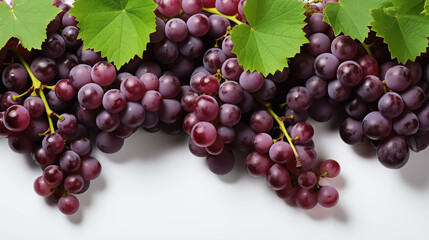 Fototapeta premium Fresh red grape bunches on a white background.