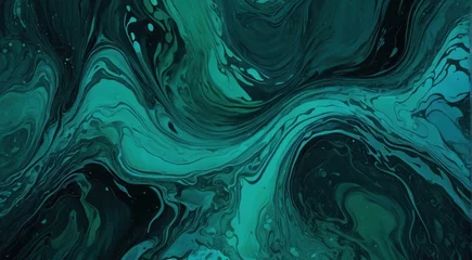Fotobehang Abstract art teal blue green gradient paint background with liquid fluid grunge texture. © Oleks Stock