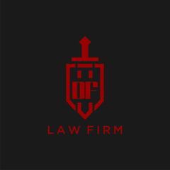 DF initial monogram for law firm with sword and shield logo image