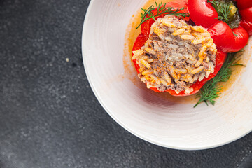 pepper stuffed meat rice filling fresh food tasty eating cooking meal food snack on the table copy space food background