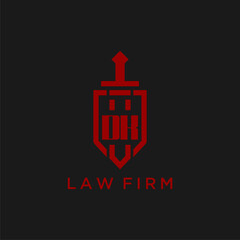 DK initial monogram for law firm with sword and shield logo image