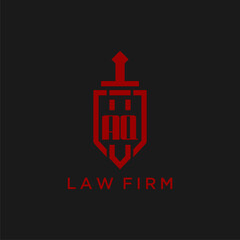 AQ initial monogram for law firm with sword and shield logo image