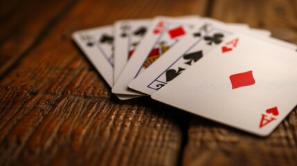 Five cards of poker in a hand.