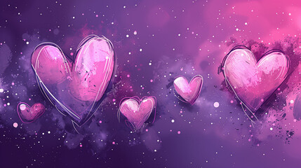 Purple background with hearts