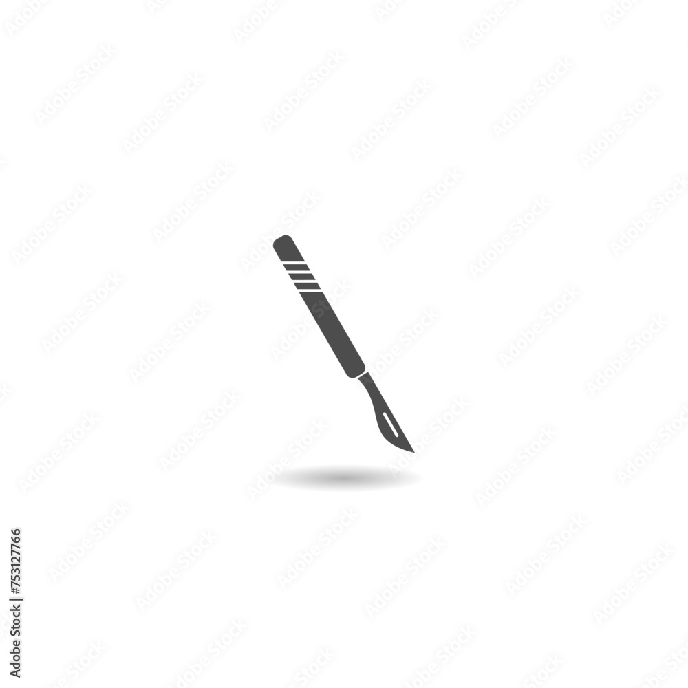 Sticker Medical scalpel icon with shadow