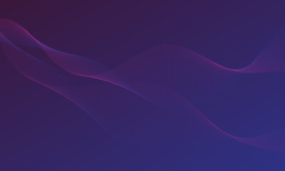 Streams of glowing lines form a wave pattern of violet light on isolated dark blue-violet background. Vector illustration in futuristic style, science, music, background.