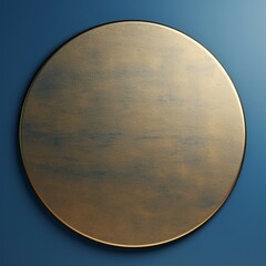 シンプルな正方形抽象テンプレート。マリンブルーの背景に金色のグランジ質感の円