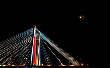 Landscape night view of Bridge in Jindo, South Korea. 