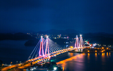 Fototapeta na wymiar Landscape night view of Bridge in Jindo, South Korea. 