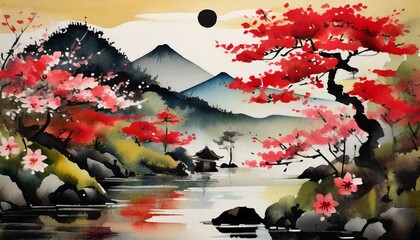 Japanese watercolor background