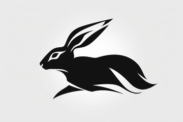 Swift hare icon, with its sleek form and alert ears, symbolizing speed, agility, and quick thinking. - obrazy, fototapety, plakaty