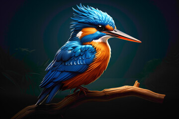Striking kingfisher icon, with its vibrant plumage and sharp beak, representing agility and precision.