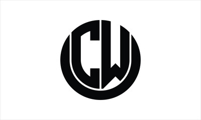 CW initial letter circle icon gaming logo design vector template. batman logo, sports logo, monogram, polygon, war game, symbol, playing logo, abstract, fighting, typography, icon, minimal, wings logo