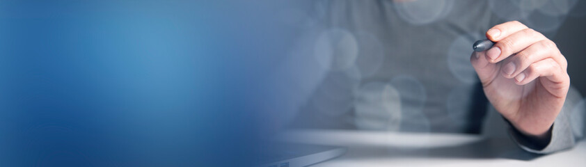 man using laptop computer on white background