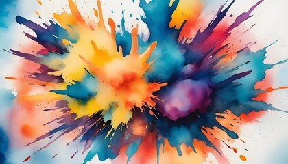 Photo explosive crazy abstraction of bright saturated watercolor colors