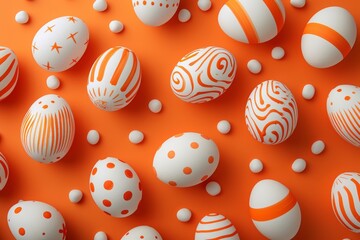 Fototapeta na wymiar easter eggs on an orange background