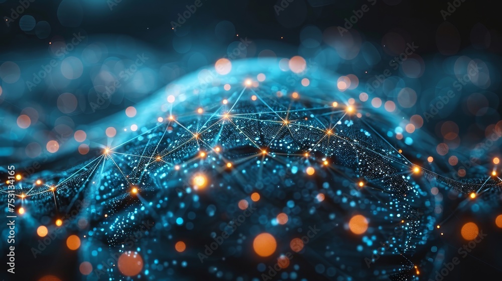 Aufkleber Data visualization with text in a sphere. HUD wireframe mesh sphere design. Design of an infographic to visualize big data. Technology development. Digital data analysis...