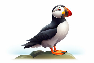 Playful puffin icon, with its striking beak and charming appearance, representing resilience and adaptability. - obrazy, fototapety, plakaty