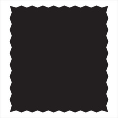 Rectangle shape frame with zigzag edge. Rectangular jagged curved box element. Geometric zig zag wavy stickers. Wiggly undalute square badge, poster, banner, social media . Vector illustration. 